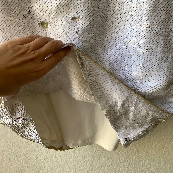 Foxiedox White Gold Flip Sequin Mini Dress XS - Picture 14 of 16